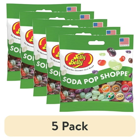 (5 pack) Jelly Belly Soda Pop Shoppe Jelly Beans - 3.5 oz Grab & Go® Bag - True-to-life Soda-flavored Candy
