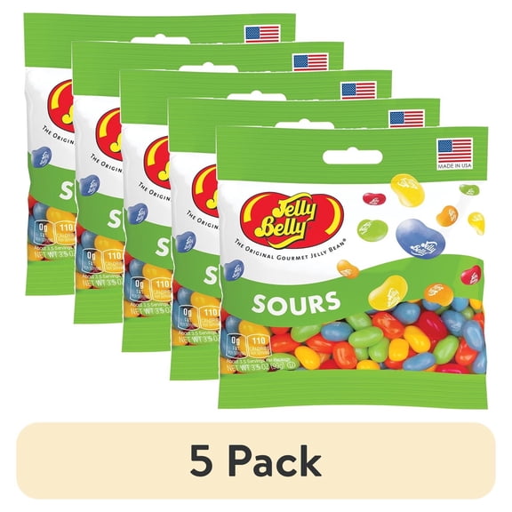 (5 pack) Jelly Belly Sour Jelly Beans - 3.5 oz Grab & Go Bags - True-to-life Sour Fruit-flavored Candy
