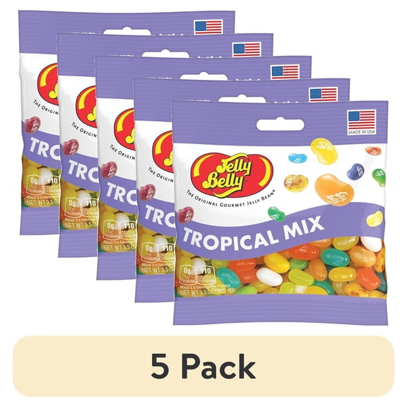 (5 pack) Jelly Belly Tropical Mix Jelly Beans - 3.5 oz Grab & Go Bag - True-to-life Tropical Fruit-flavored Candy
