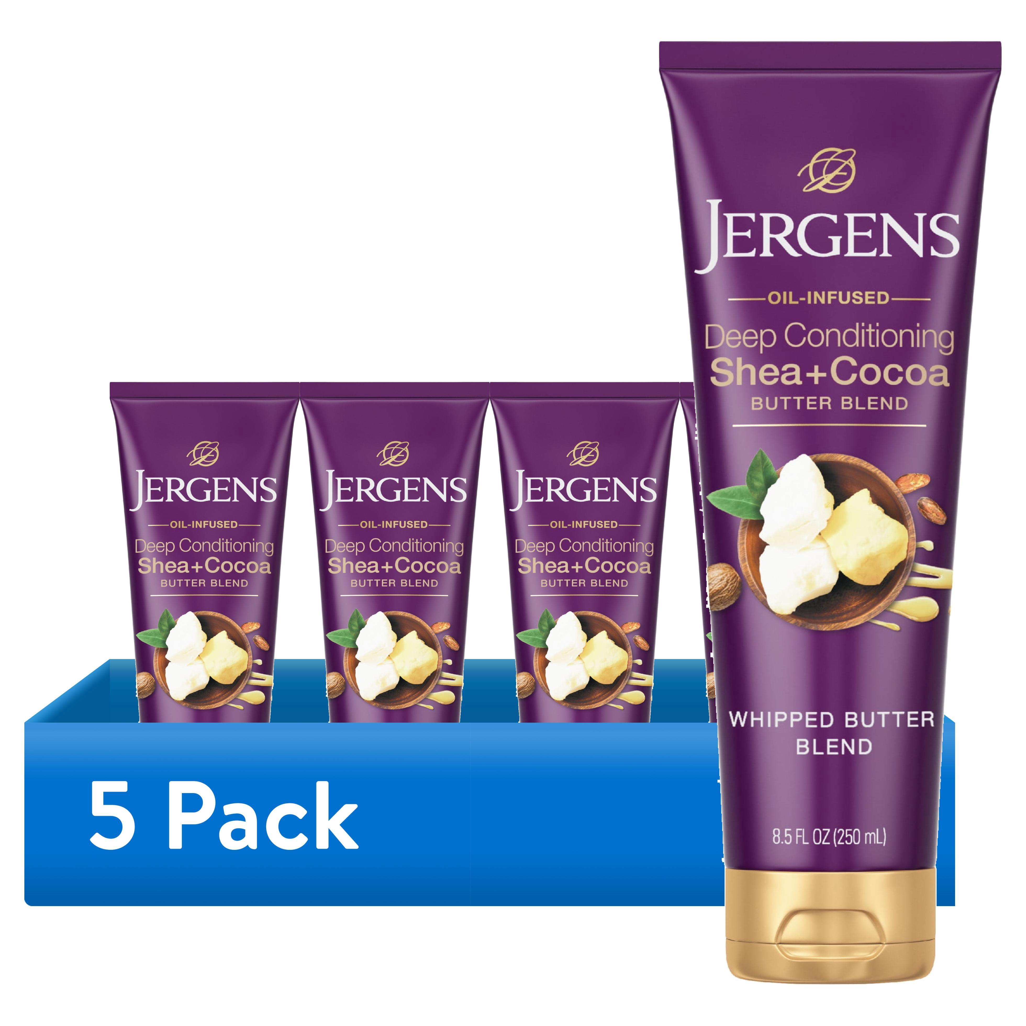 (5 pack) Jergens Deep Conditioning Lotion Shea + Cocoa Whipped Body Butter, Vitamin E, Dry Skin, 8.5 oz