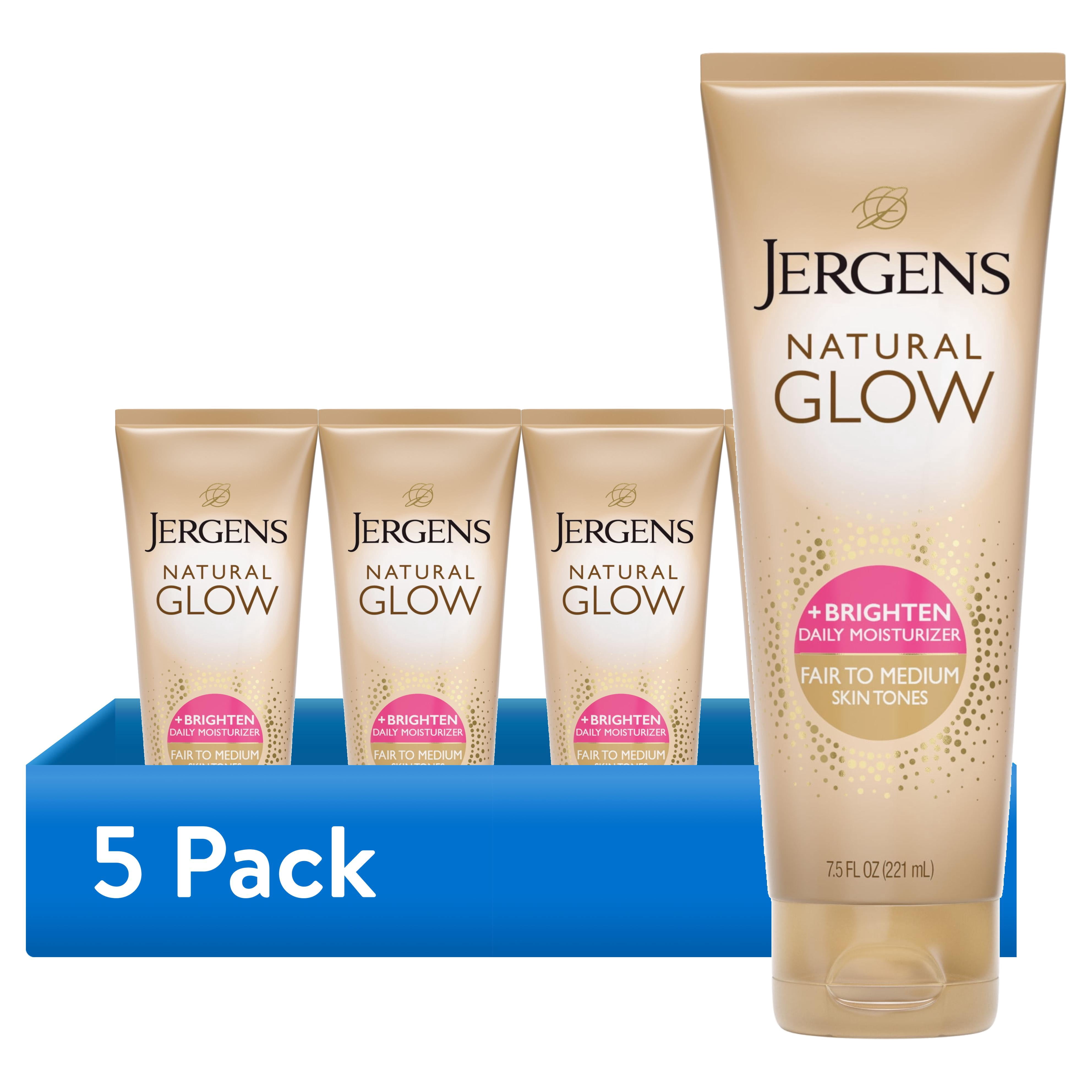 (5 pack) Jergens Natural Glow Daily Moisturizer, Sunless Self Tanning Lotion, Fair to Medium Skin, 7.5 fl oz