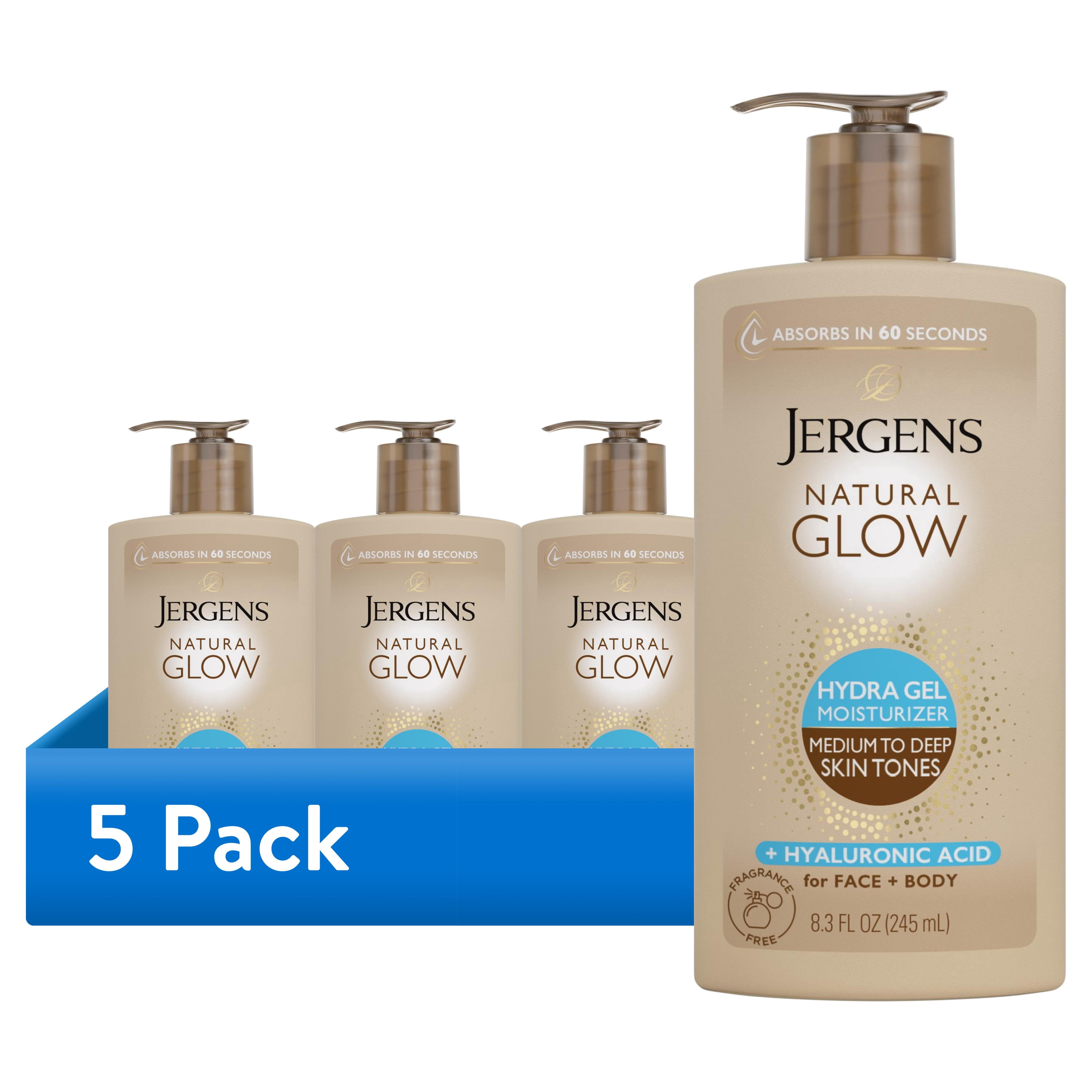 (5 pack) Jergens Natural Glow Hydra Gel Moisturizer, Gradual Tanning Lotion, Medium to Deep, 8.3 fl oz