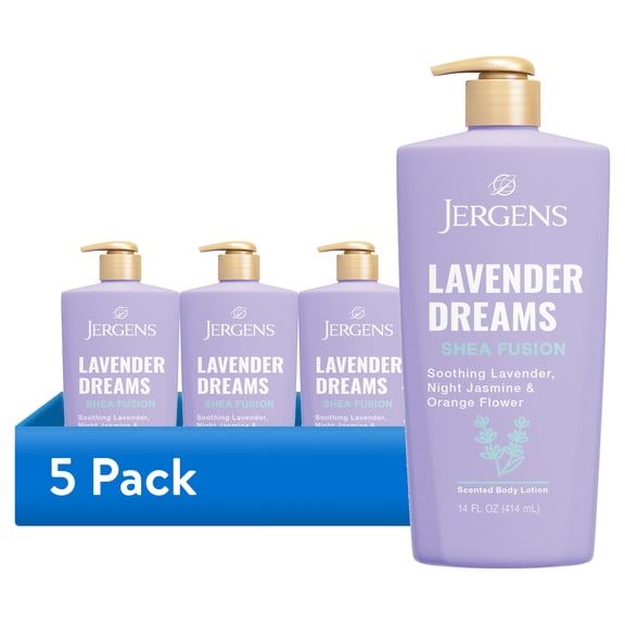 (5 pack) Jergens Shea Fusion Lavender Dreams Scented Body Lotion, Moisturizer for Dry Skin, 14 fl oz