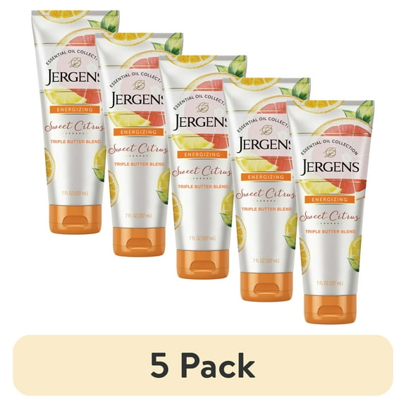 (5 pack) Jergens Sweet Citrus Triple Butter Blend Lotion, Body Moisturizer, Dry Skin, Essential Oils, 7 oz