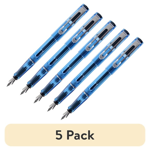 (5 pack) JinHao 599A Translucent Blue Medium Nib Plastic Fountain Pen