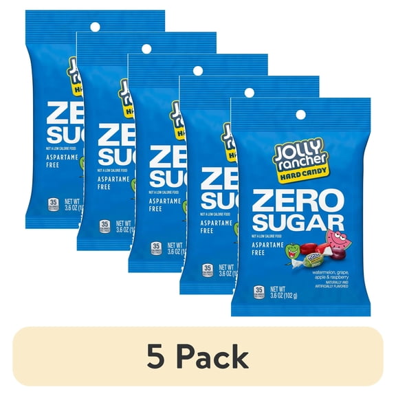 (5 pack) Jolly Rancher Zero Sugar Assorted Fruit Flavored Hard Candy, Bag 3.6 oz
