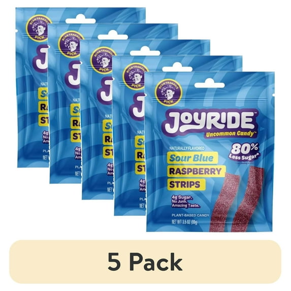 (5 pack) Joyride Sour Blue Raspberry Strips Candy 3.5 oz