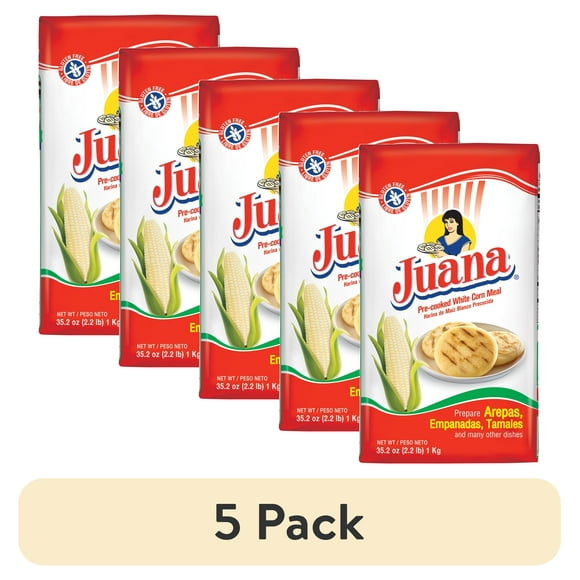 (5 pack) Juana Pre-Cooked White Corn Meal for arepas 2.2 Lb.