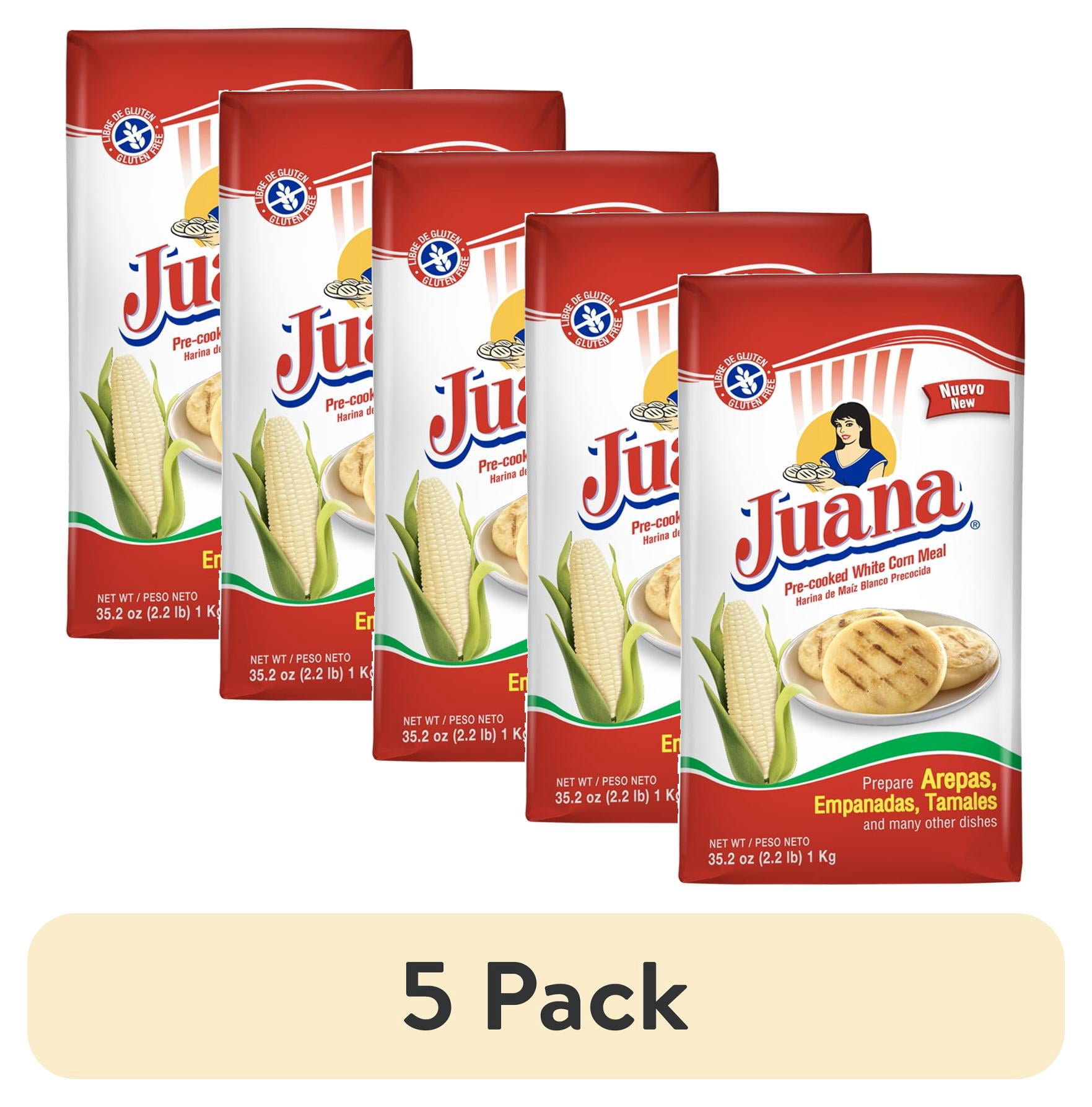 (5 pack) Juana Pre-Cooked White Corn Meal for arepas 2.2 Lb.