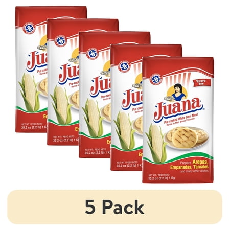 (5 pack) Juana Pre-Cooked White Corn Meal for arepas 2.2 Lb.