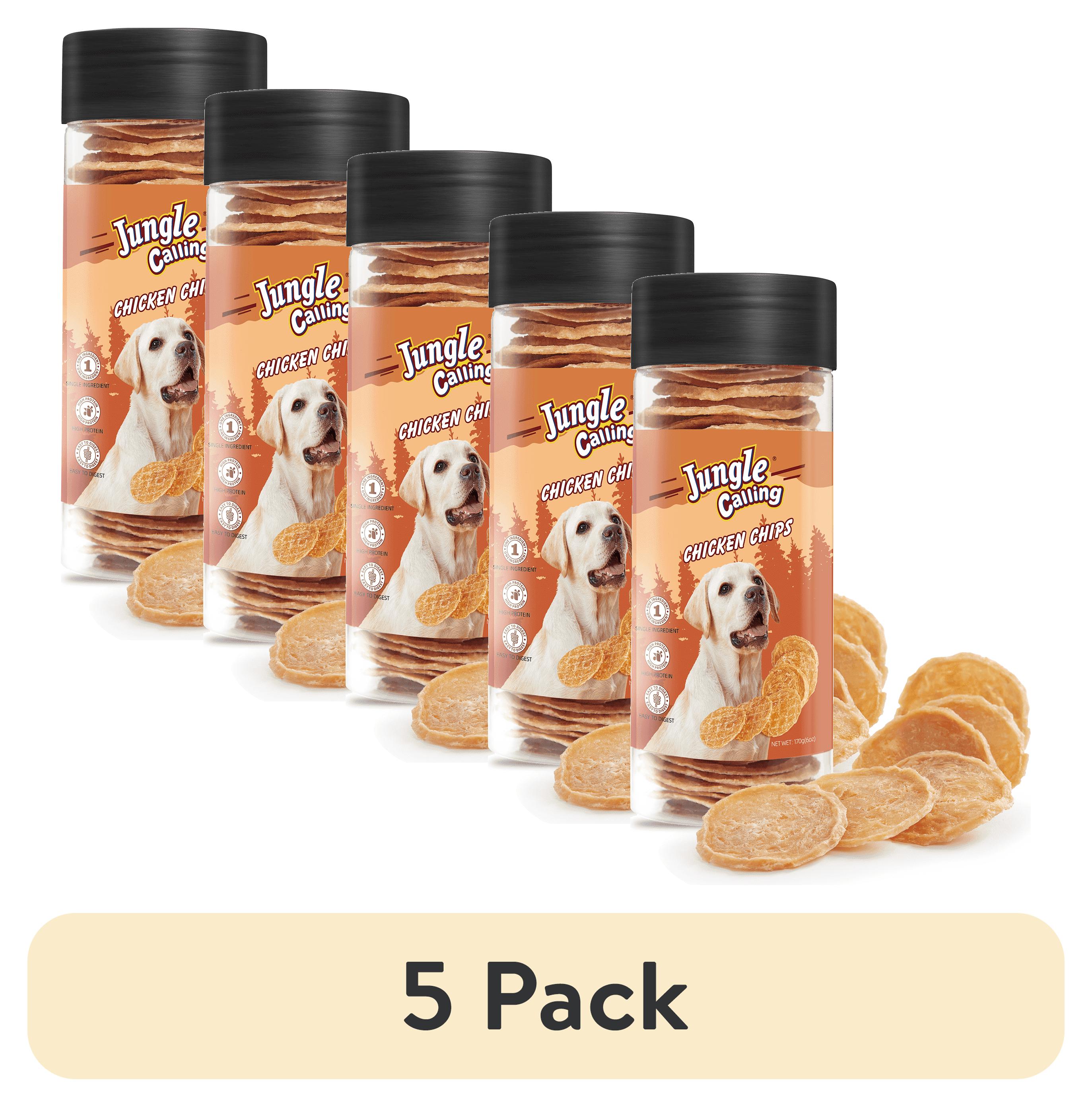 (5 pack) Jungle Calling Chicken Chips for Dogs, All Natural Chips Jerky Dog Treats, Single Ingredient Snacks