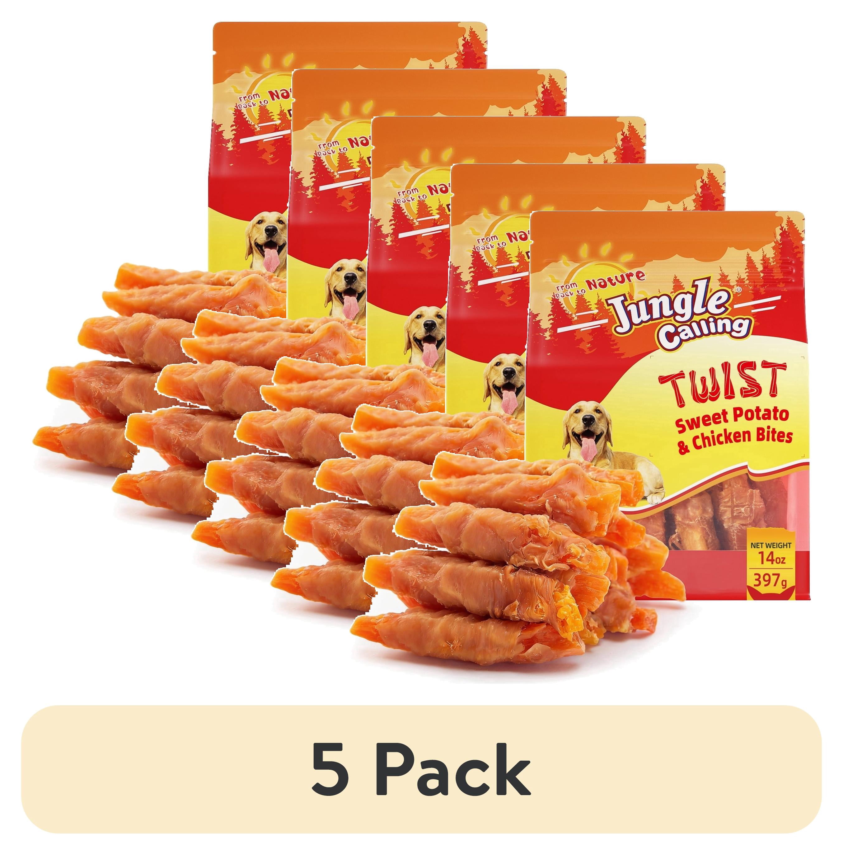 (5 pack) Jungle Calling Skinless Chicken Gluten-Free & Grain-Free Wrapped Sweet Potato Chewy Dog Treats, 14-oz bag