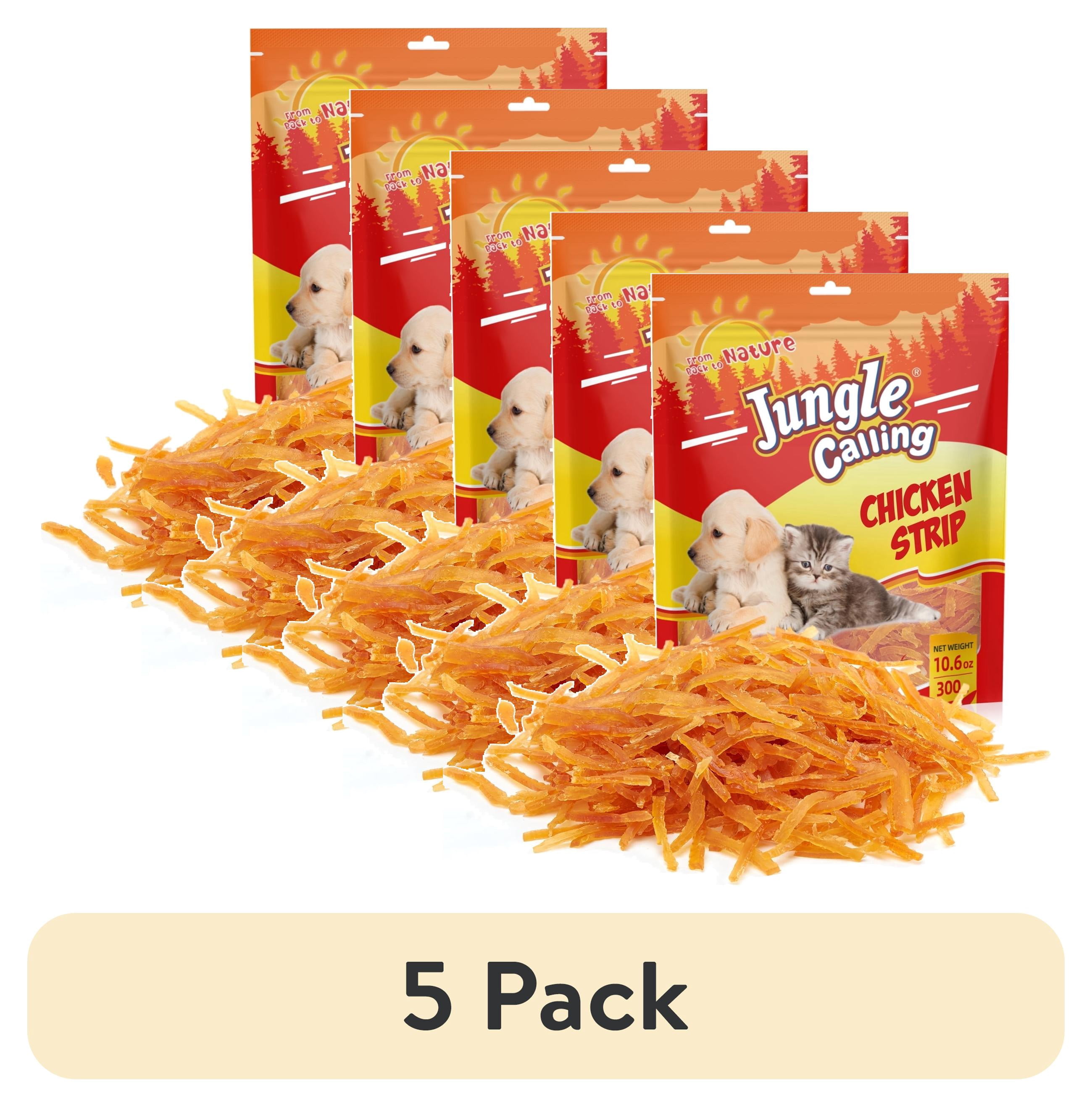 (5 pack) Jungle Calling Soft Training Treats for Dog&Cats, Mini Chicken Strips Training Snacks,Grain Free