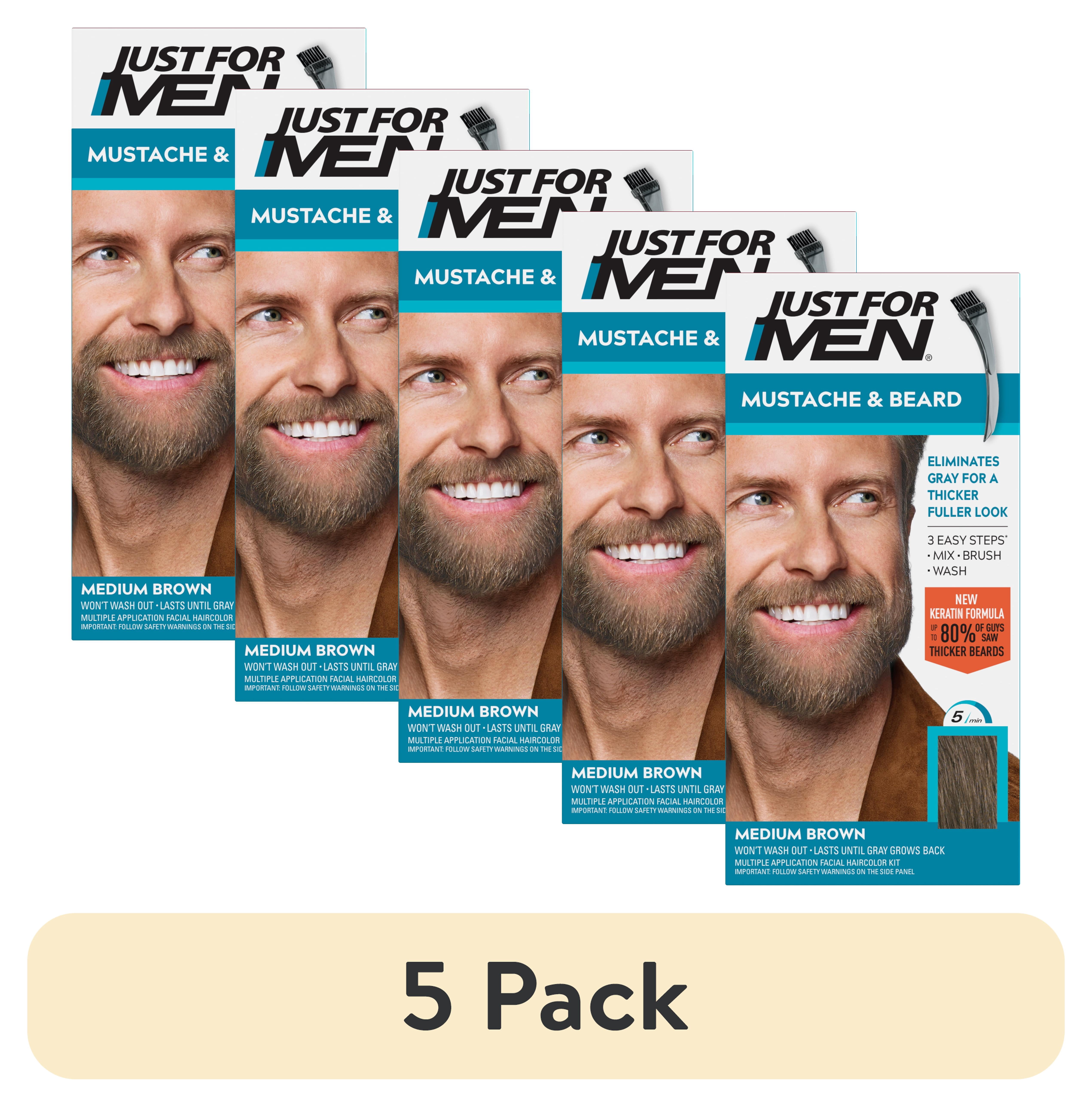 5 pack) Just For Men Mustache & Beard, Beard Coloring for Gray