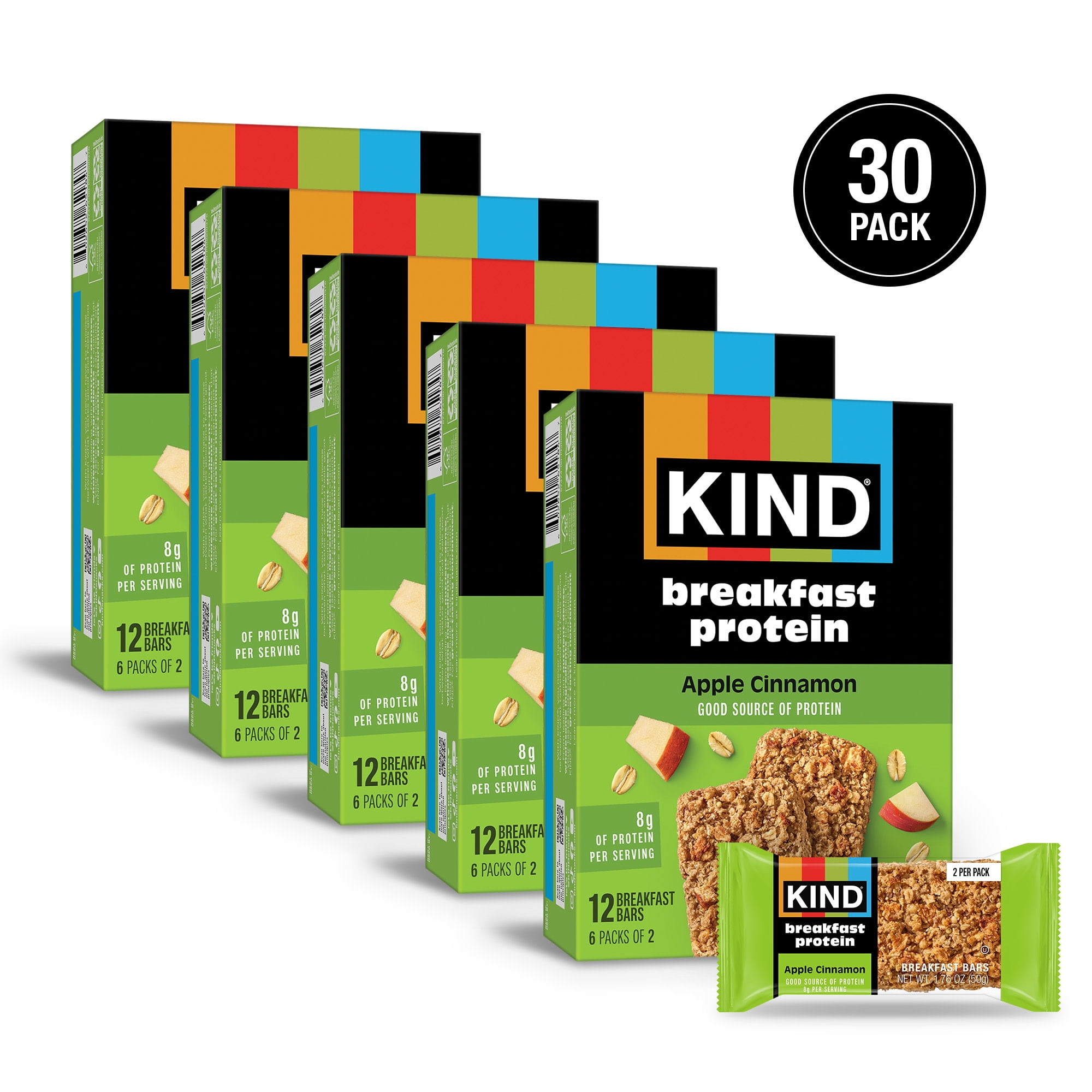 (5 pack) KIND, Gluten Free, Apple Cinnamon, Breakfast Protein Bars, 6-Count, 1 Cardboard Box