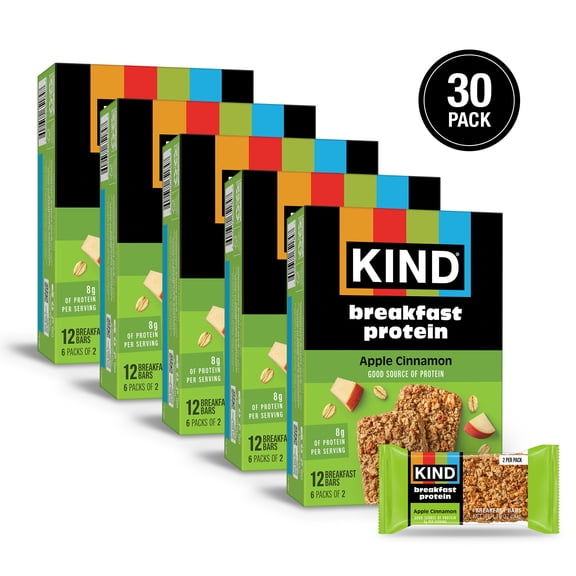 (5 pack) KIND, Gluten Free, Apple Cinnamon, Breakfast Protein Bars,  6-Count, 1 Cardboard Box