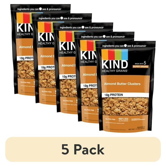 (5 pack) KIND Healthy Grains Almond Butter Gluten Free Granola - 11oz Resealable Bag