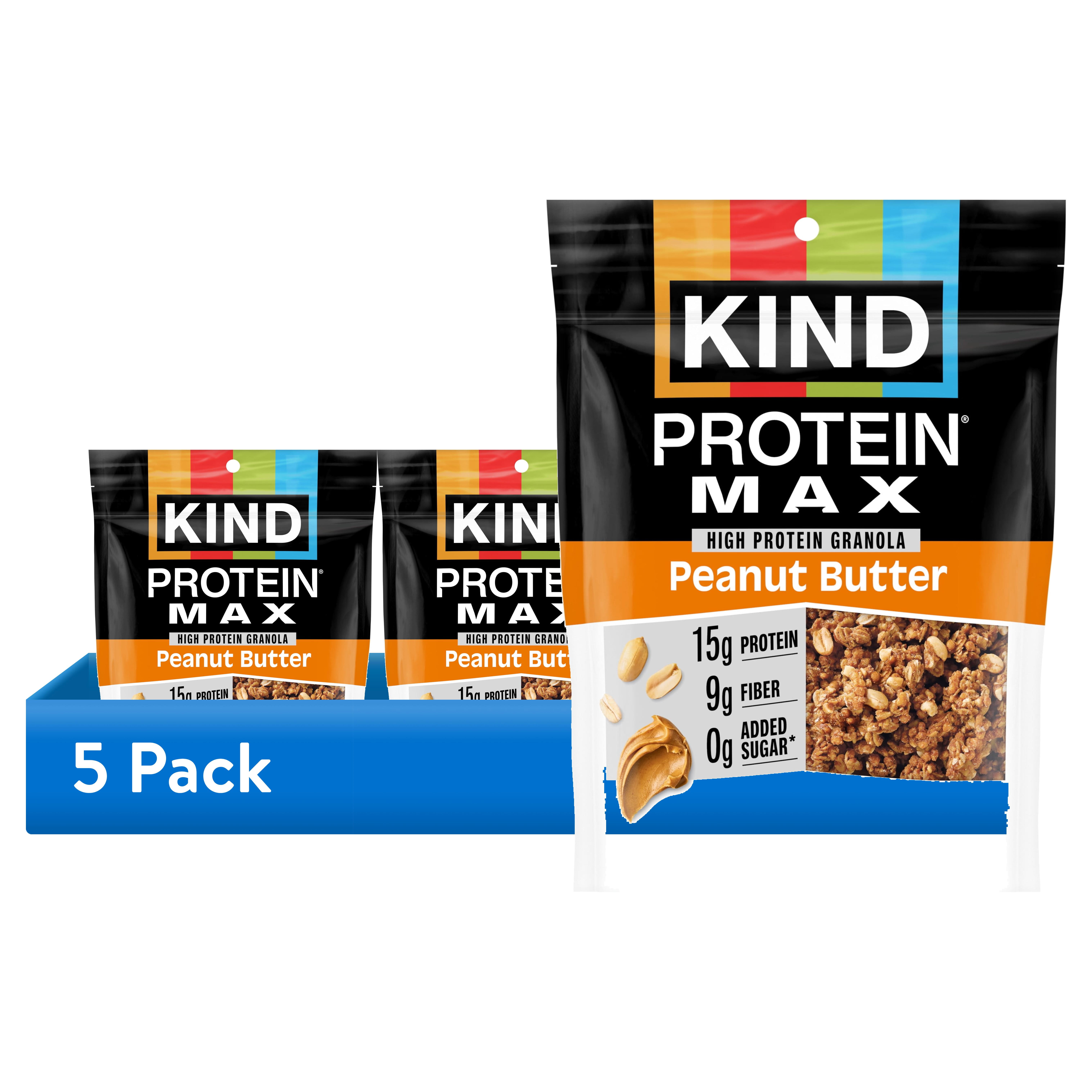 (5 pack) KIND Protein Max Granola, Peanut Butter, Gluten Free, 15g Protein, 9g Fiber, 9 oz