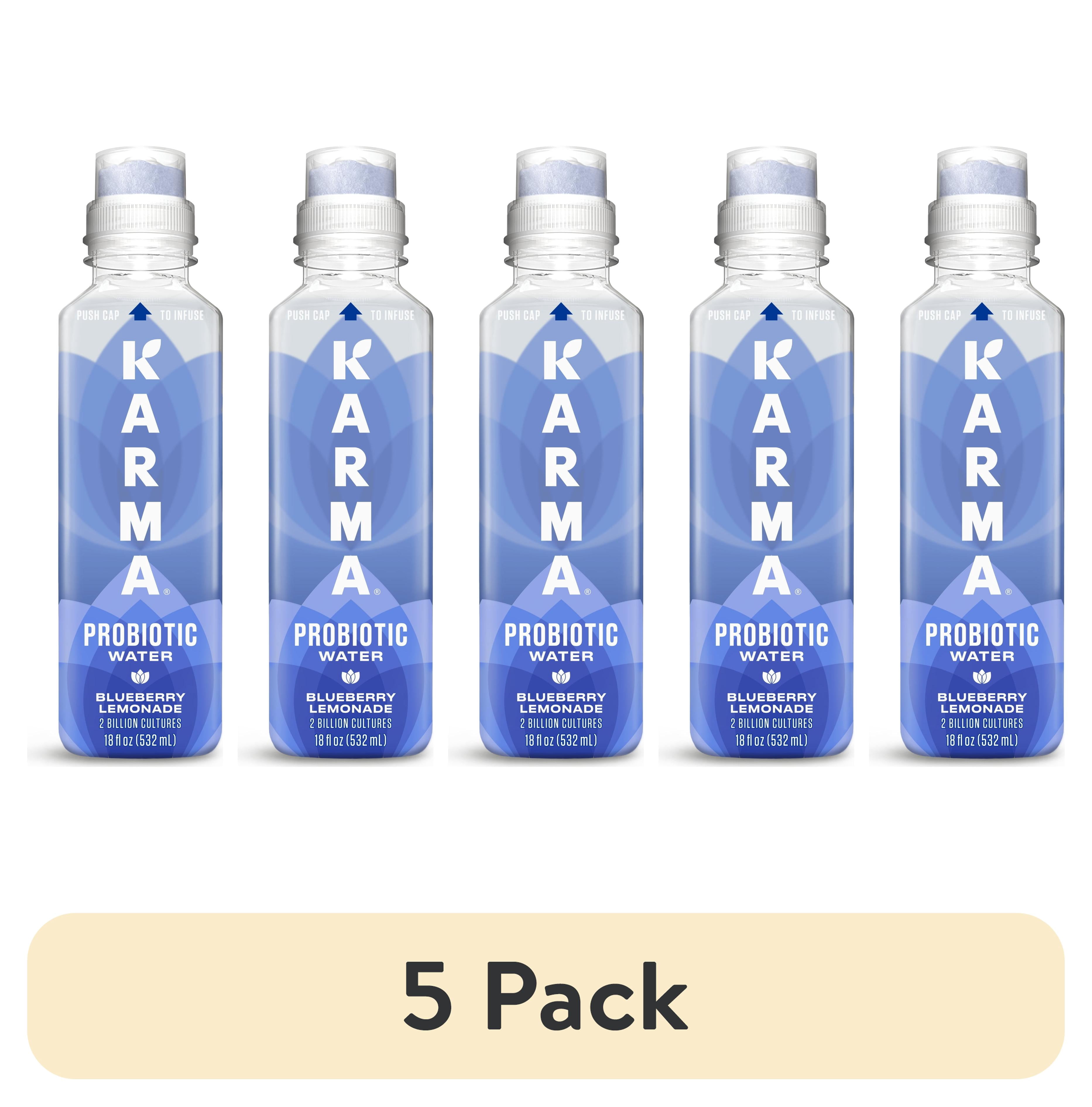 (5 pack) Karma Probiotic Water, Blueberry Lemonade, 18 fl. oz., 1 Count Bottle
