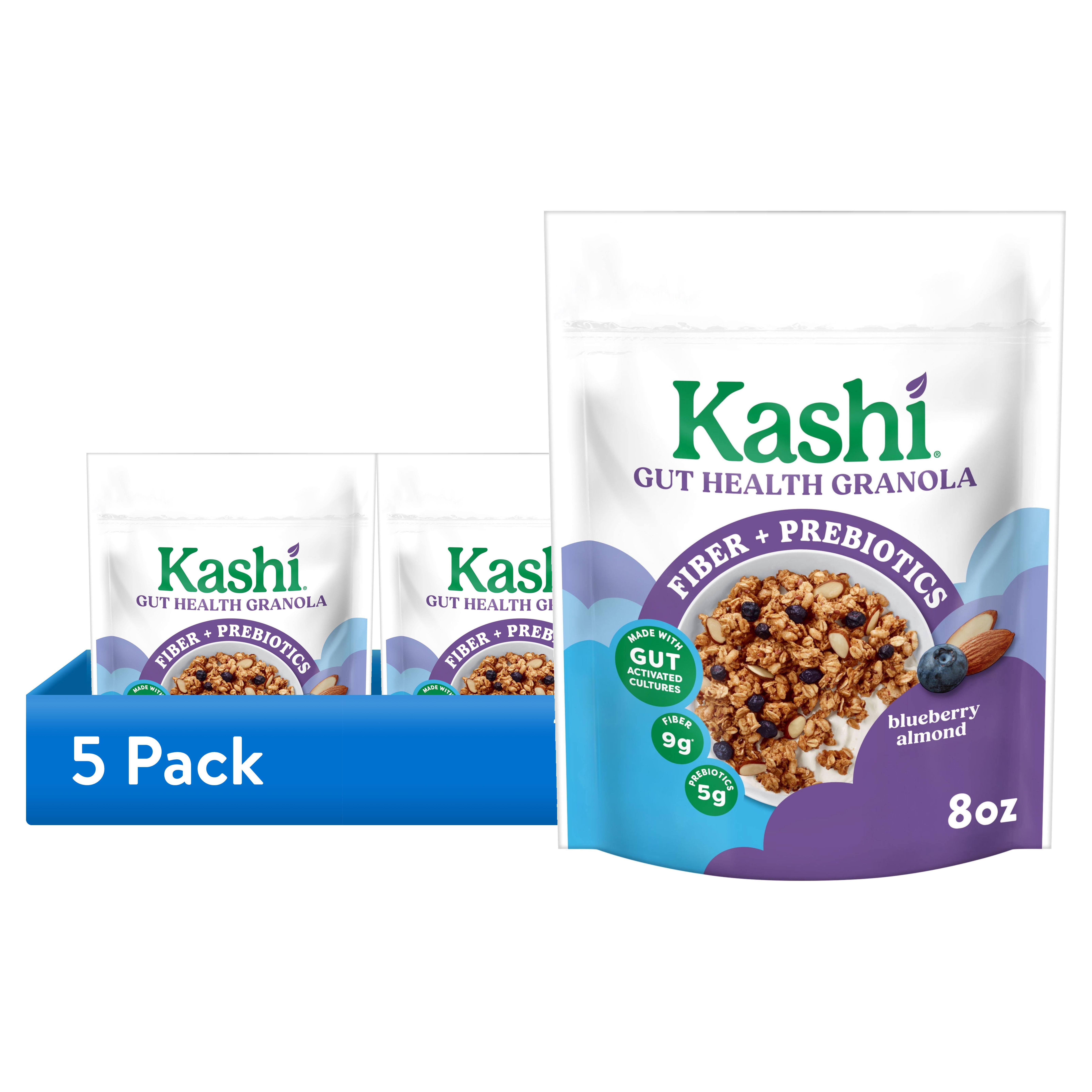 (5 pack) Kashi Gut Health Blueberry Almond Granola, Prebiotics and High Fiber Bag, 8 oz