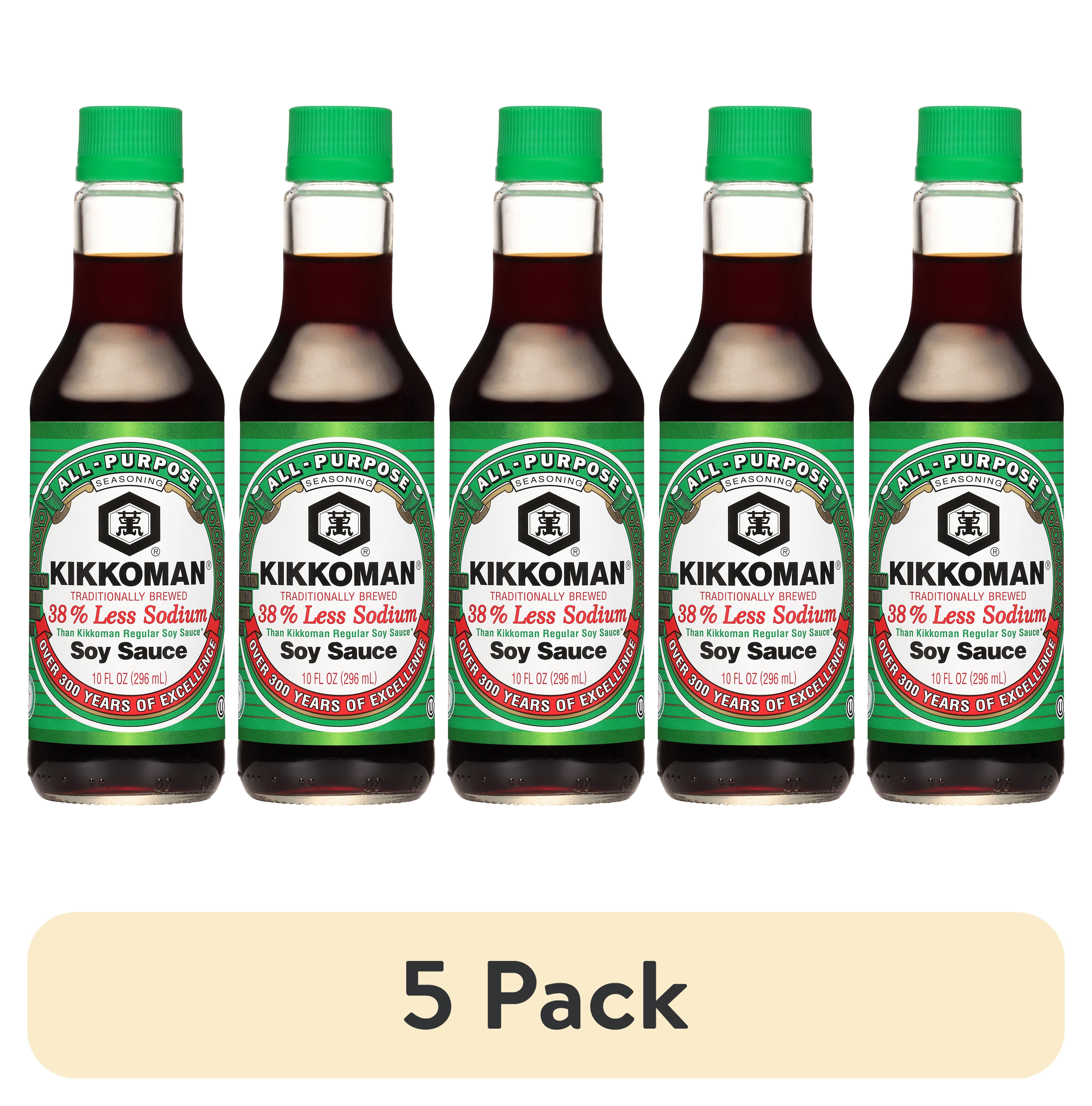 (5 pack) Kikkoman 38% Less Sodium Soy Sauce, 10.0 fl oz