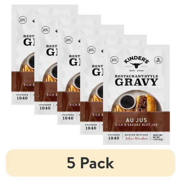 (5 pack) Kinder's Au Jus Bone Broth Gravy Mix, 1.1 oz Packet