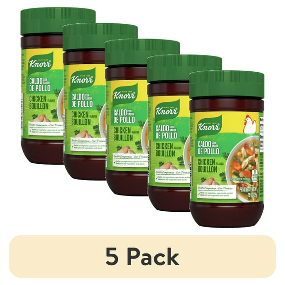 (5 pack) Knorr Granulated Bouillon Chicken Flavor Cholesterol-Free Powder, 7.9 oz Jar