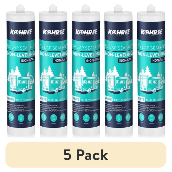 (5 pack) Kohree Non-Leveling RV Roof Sealant 1 Pack,White Non-Sag Lap Sealant for RV Roof Repair,Maintenance,Camper & Trailer