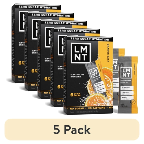 (5 pack) LMNT Zero Sugar Electrolyte Drink Mix - Orange - 6ct