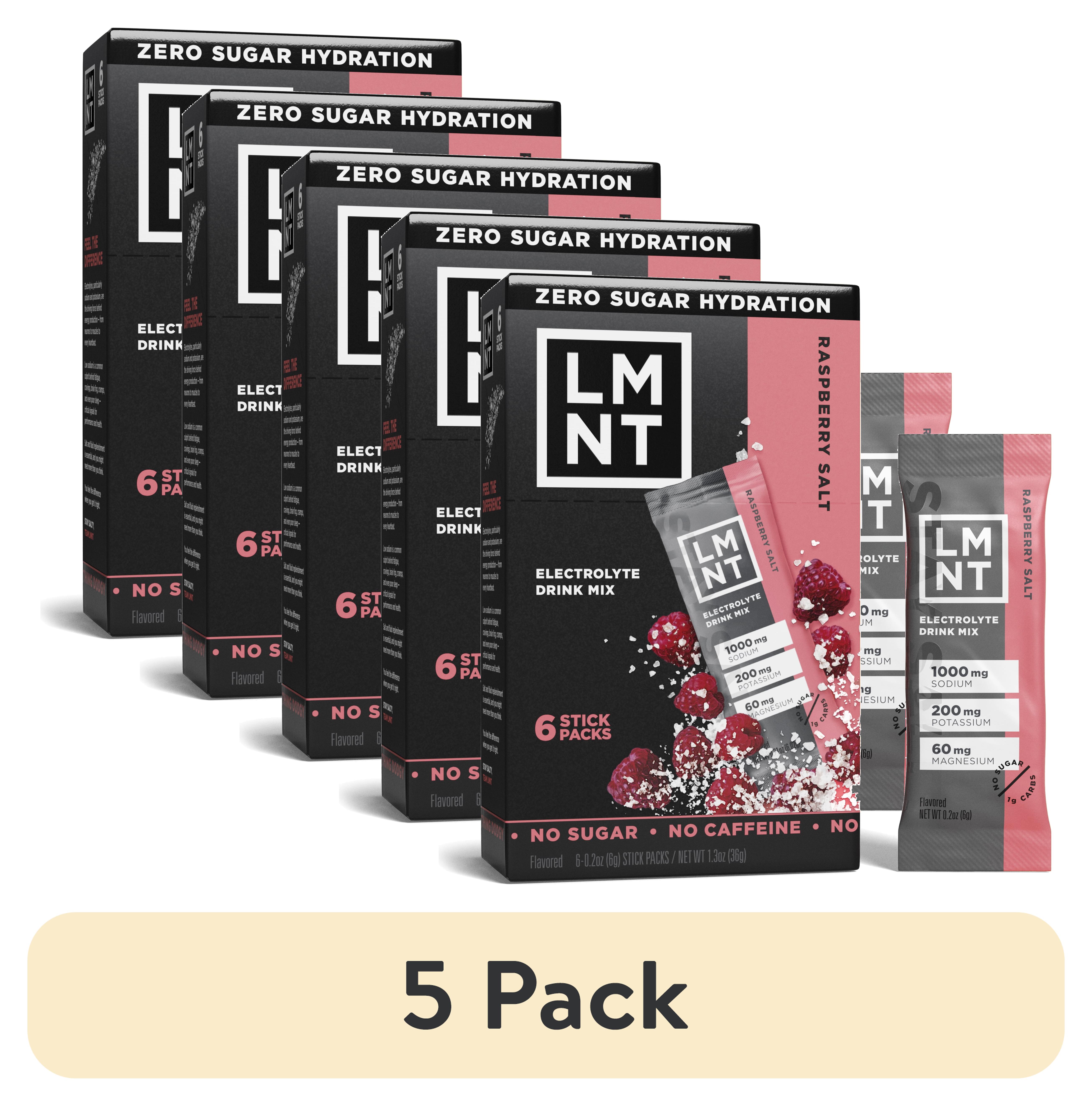 (5 pack) LMNT Zero Sugar Electrolyte Drink Mix - Raspberry - 6ct