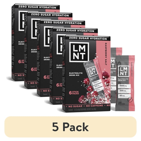 (5 pack) LMNT Zero Sugar Electrolyte Drink Mix - Raspberry - 6ct