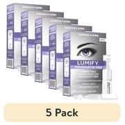 5 pack LUMIFY Preservative Free Redness Reliever Eye Drops, For Whiter and Brighter Looking Eyes, 20 Single Use Vials