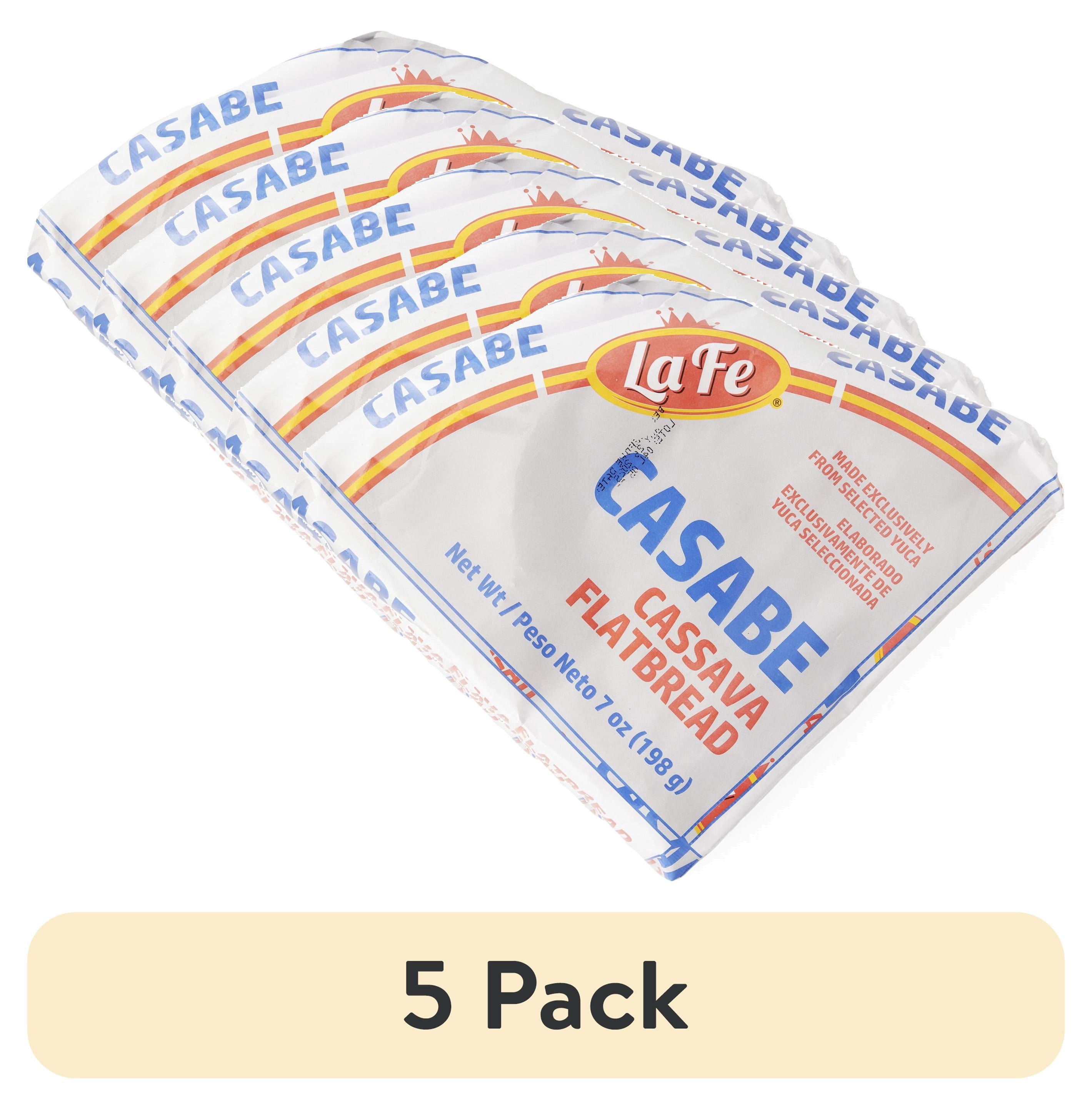 (5 pack) La Fe Casabe Dominican Cassava Bread, 7 oz, 14 Pack, Traditional Flatbread Snack Crackers