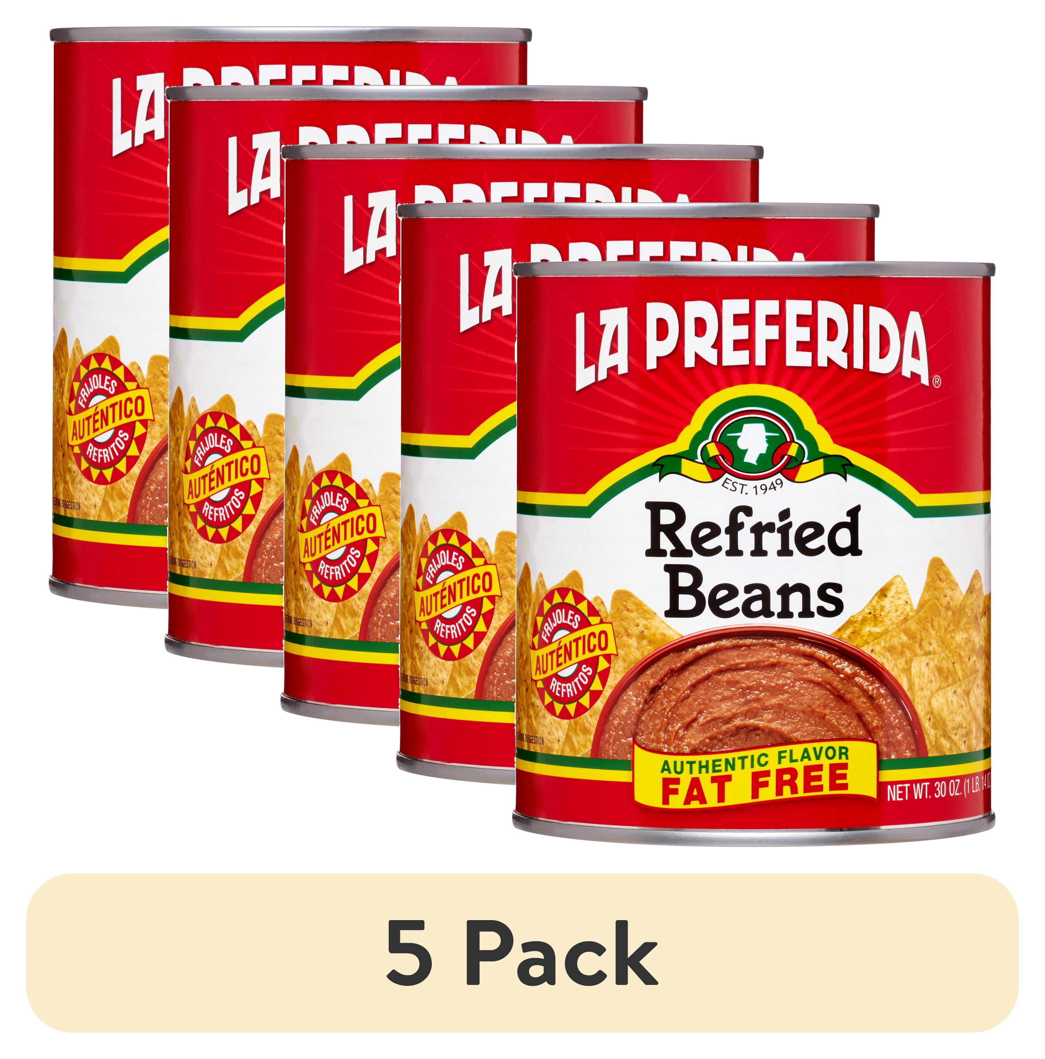 (5 pack) La Preferida Fat Free Refried Beans, 30 oz Can