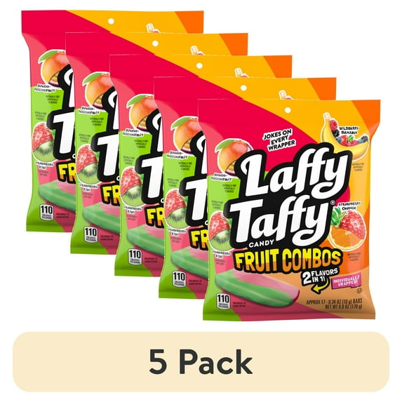(5 pack) Laffy Taffy Mini Fruit Combos, Dual Flavored Candy, 6 oz Bag