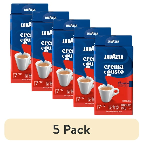 (5 pack) Lavazza Crema e Gusto Ground Coffee, Medium Roast, Arabica and Robusta Blend, 8.8 oz Bag