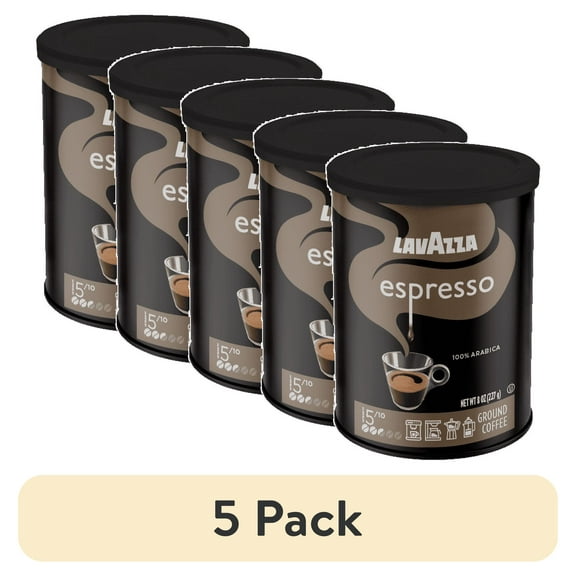 (5 pack) Lavazza Espresso Ground Coffee, Medium Roast, 100% Arabica, 8 oz Tin