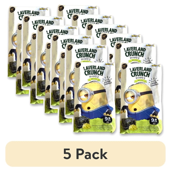 (5 pack) Laverland Crunch Seaweed Snacks | (Wasabi, 36 Count)