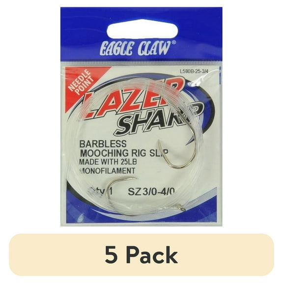 (5 pack) Lazer Sharp L580B-25-3/4, 25 lb Barbless Slip Mooching Rig