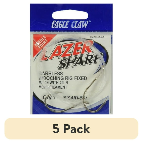 (5 pack) Lazer Sharp L585B-25-4/5 Terminal Tackle,Fish Hooks,Barbless Mooching Rig