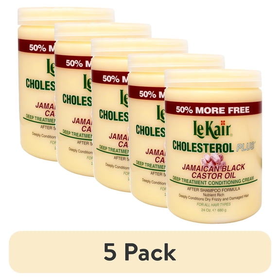 (5 pack) Le Kair Cholesterol Plus Jamaican Black Castor Oil Deep Treatment Conditioning Cream 24 Oz.