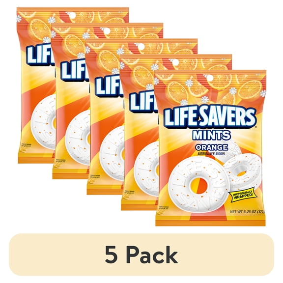 (5 pack) Life Savers Orange Breath Mints Hard Candy - 6.25 oz Bag