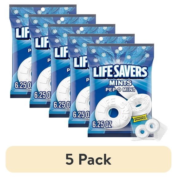 (5 pack) Life Savers Pep-O-Mint Breath Mints Hard Candy - 6.25 Oz Bag