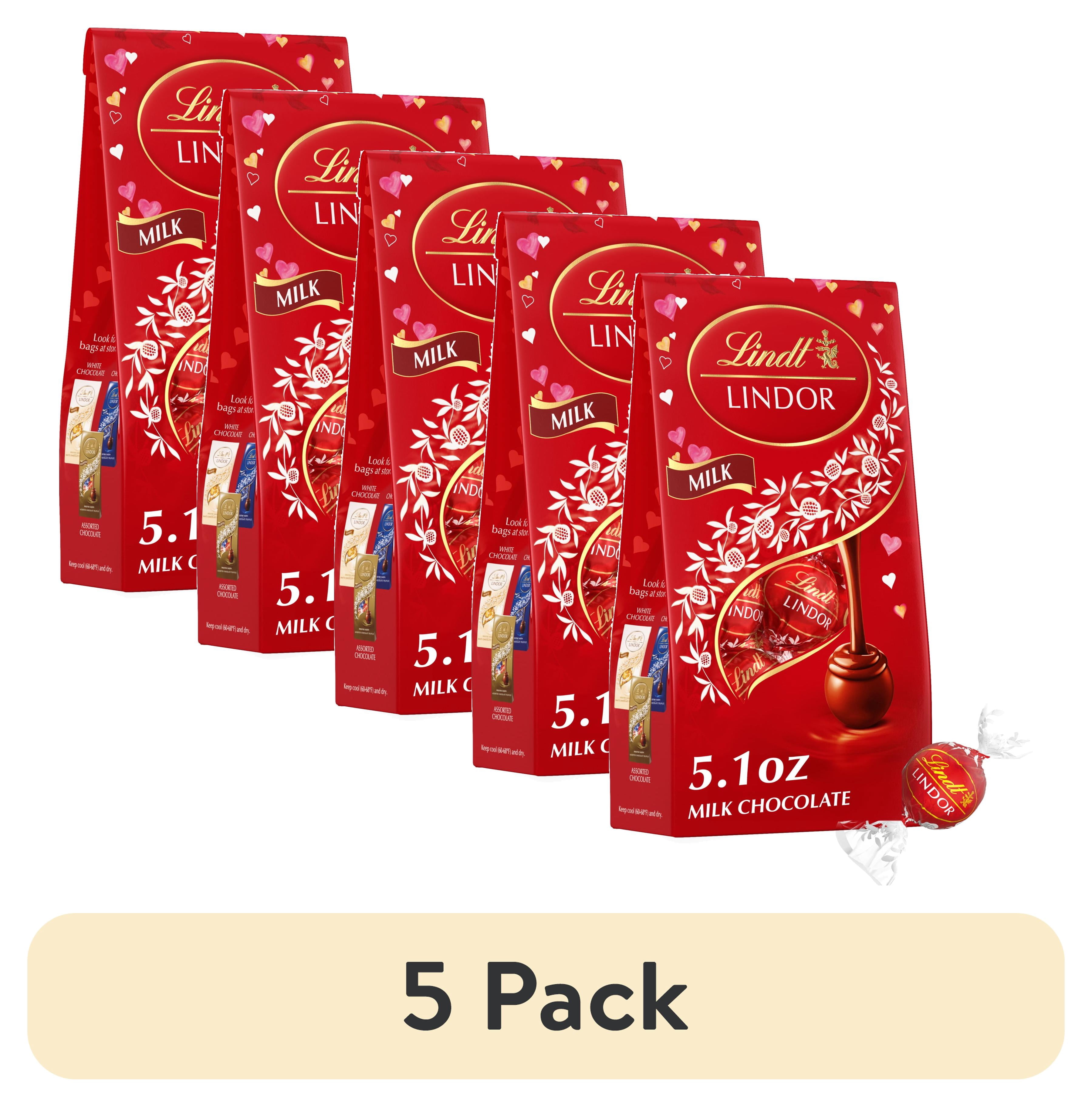 (5 pack) Lindt LINDOR Valentine's Day Milk Chocolate Candy Truffles, 5.1 oz. Bag