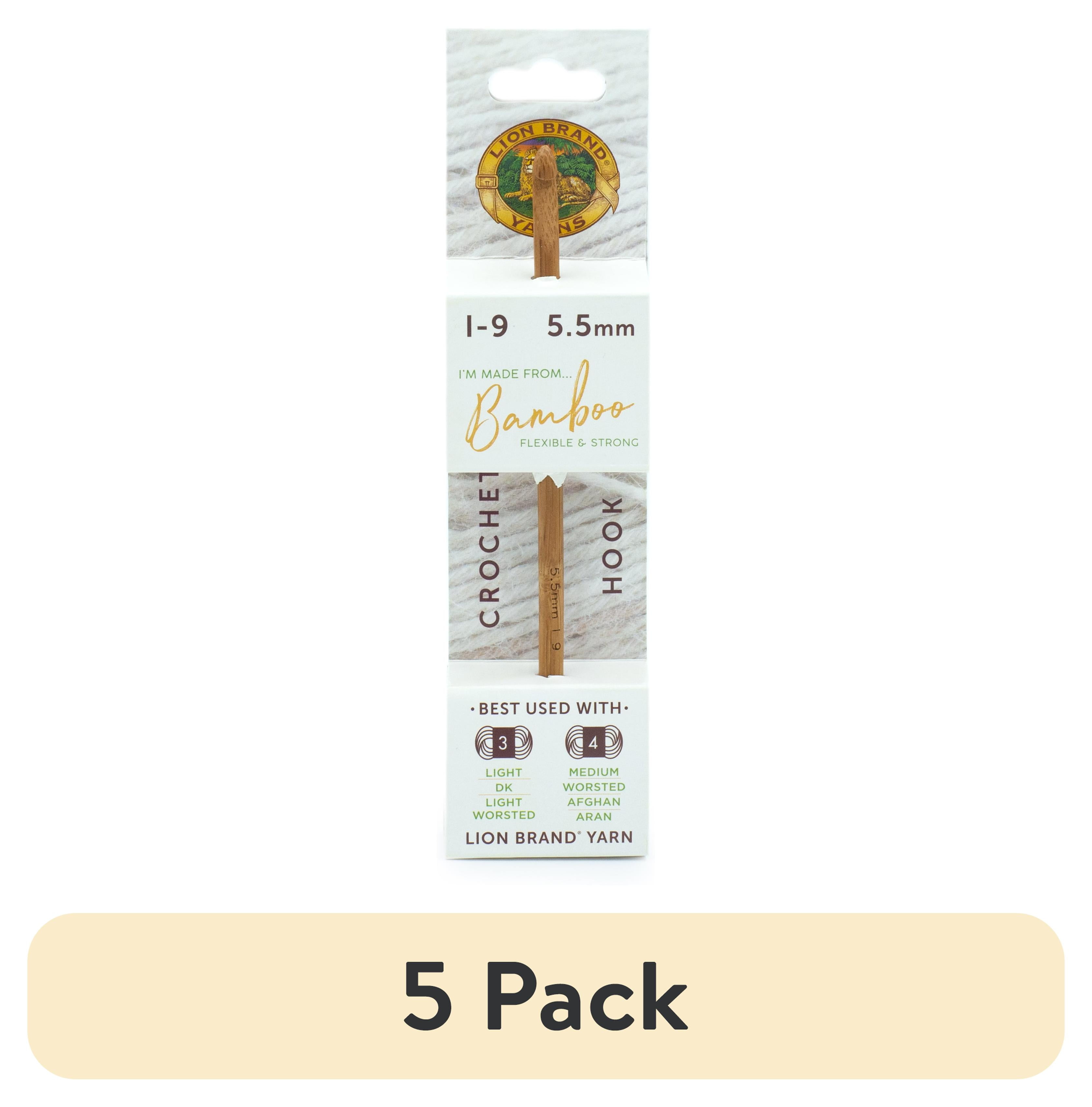 (5 pack) Lion Brand Bamboo Crochet Hooks Set with Comfortable Grip