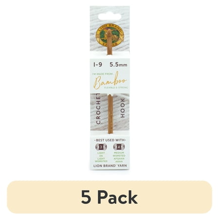 (5 pack) Lion Brand Bamboo Crochet Hooks Set with Comfortable Grip
