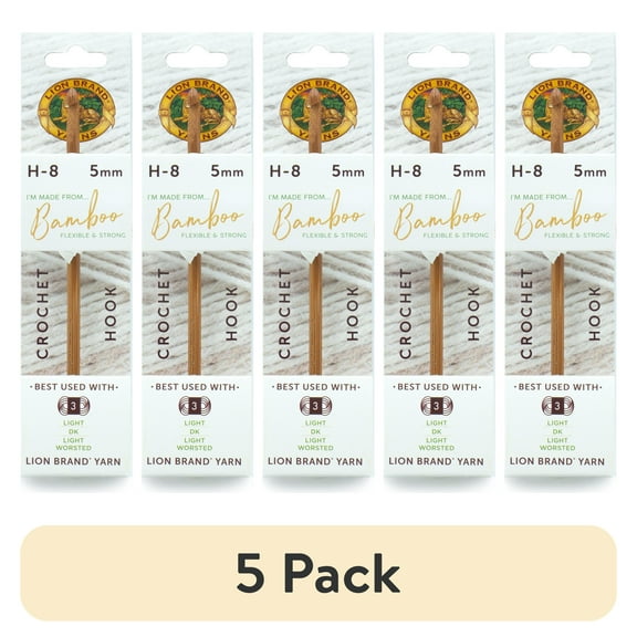 (5 pack) Lion Brand Yarn Bamboo Crochet Hook Size H-8 1 Set