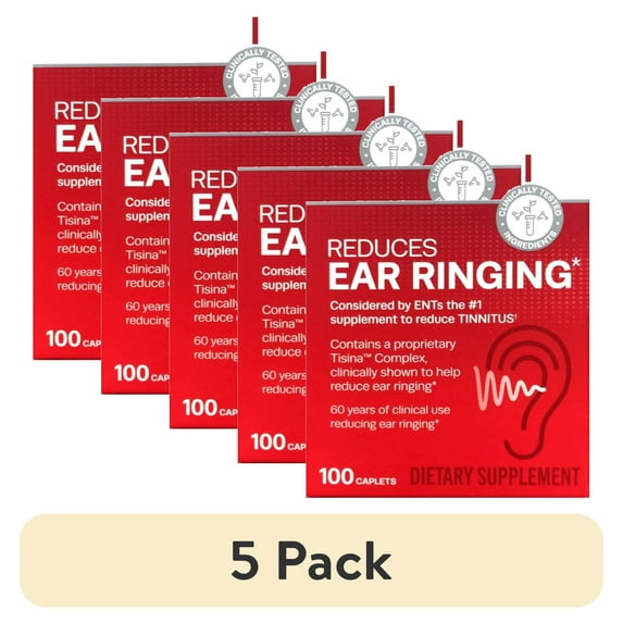 (5 pack) Lipo Flavonoid Ear Ringing Relief Supplement, Clinically Tested Ingredients, 100 Caplets
