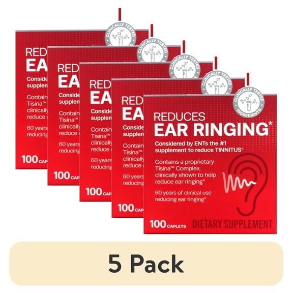 (5 pack) Lipo Flavonoid Ear Ringing Relief Supplement, Clinically Tested Ingredients, 100 Caplets
