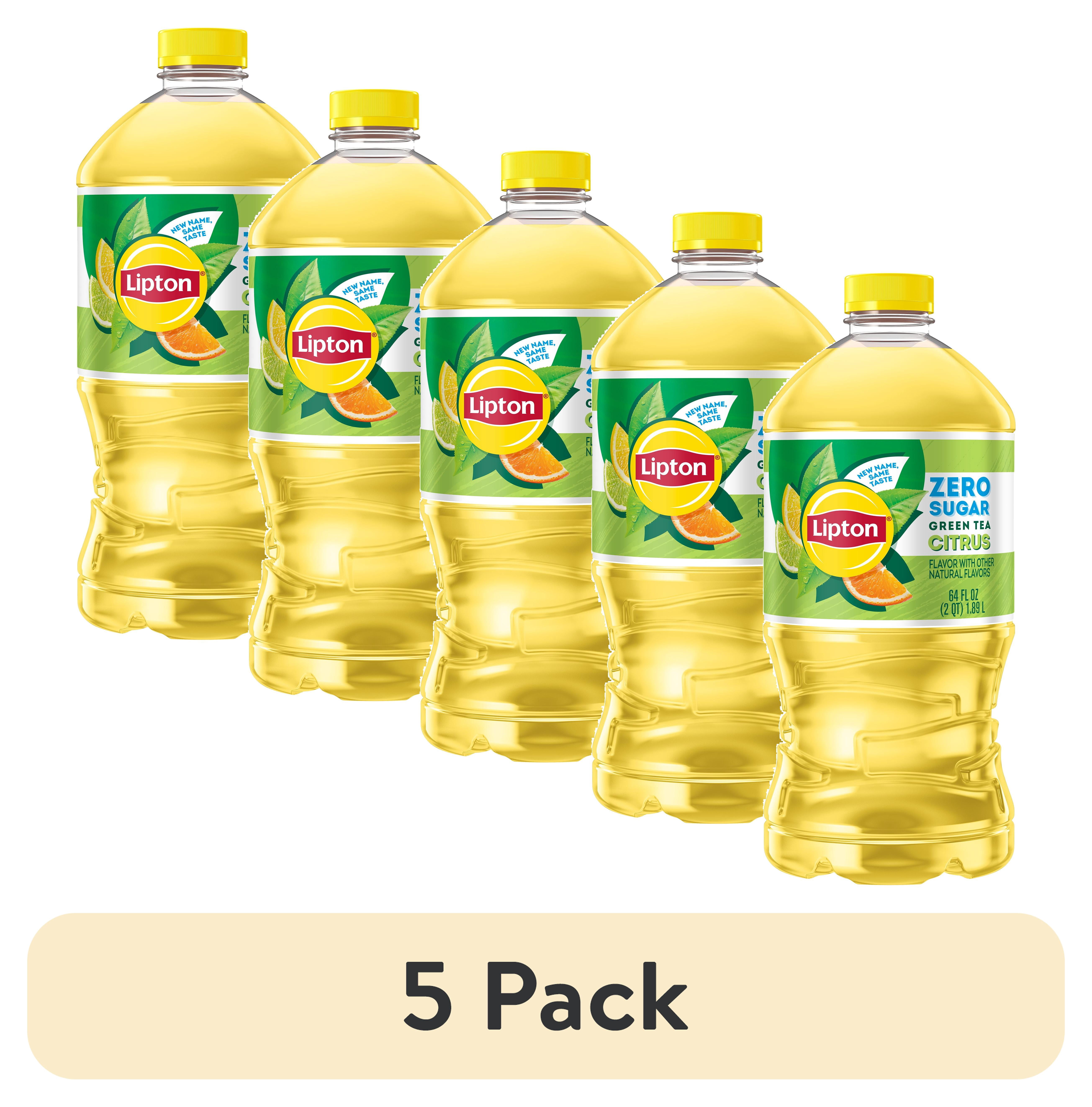 (5 pack) Lipton Green Tea Citrus Zero Sugar Iced Tea, 64 fl oz Bottle